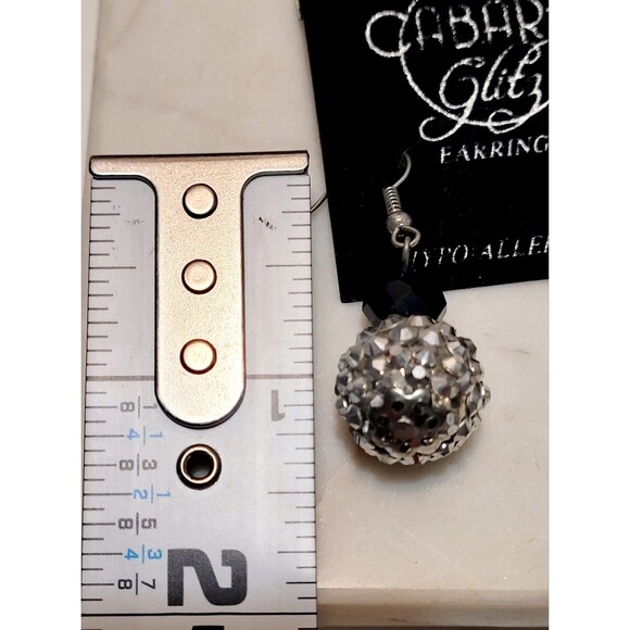 Earrings 'Snowball Glitz' Silver Color With Silver Bead NWT Hypoallergenic - Picture 4 of 4